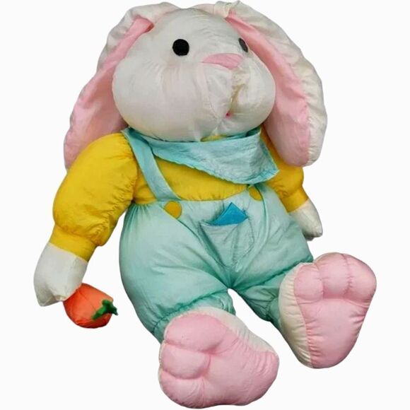 Vtg Intl Silver Co Nylon Bunny Carrot Puffalump Style Plush Stuffed Animal 10 In - Picture 5 of 12